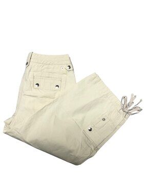 Petite Sophisticate Crop Pants Womens Size 6P Beige Drawstring Hem Pants